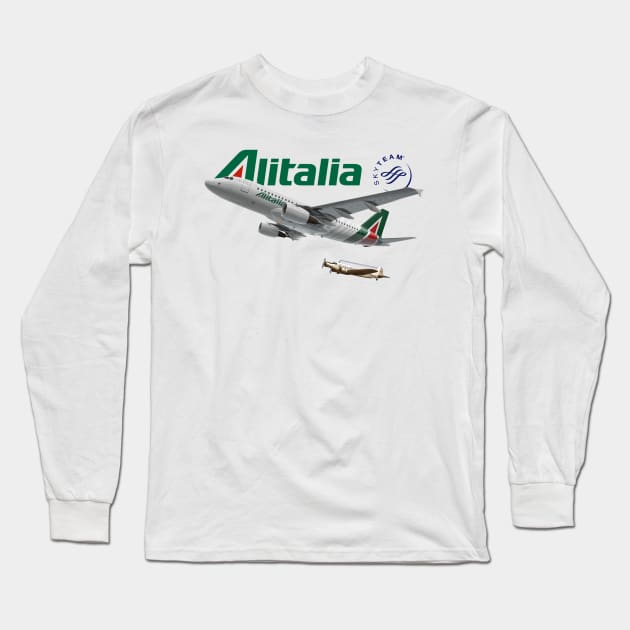 A319 Alitalia Long Sleeve T-Shirt by Caravele